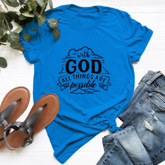 Matthew 19:26 Bible Verse T-shirt! - Picture 1 of 3